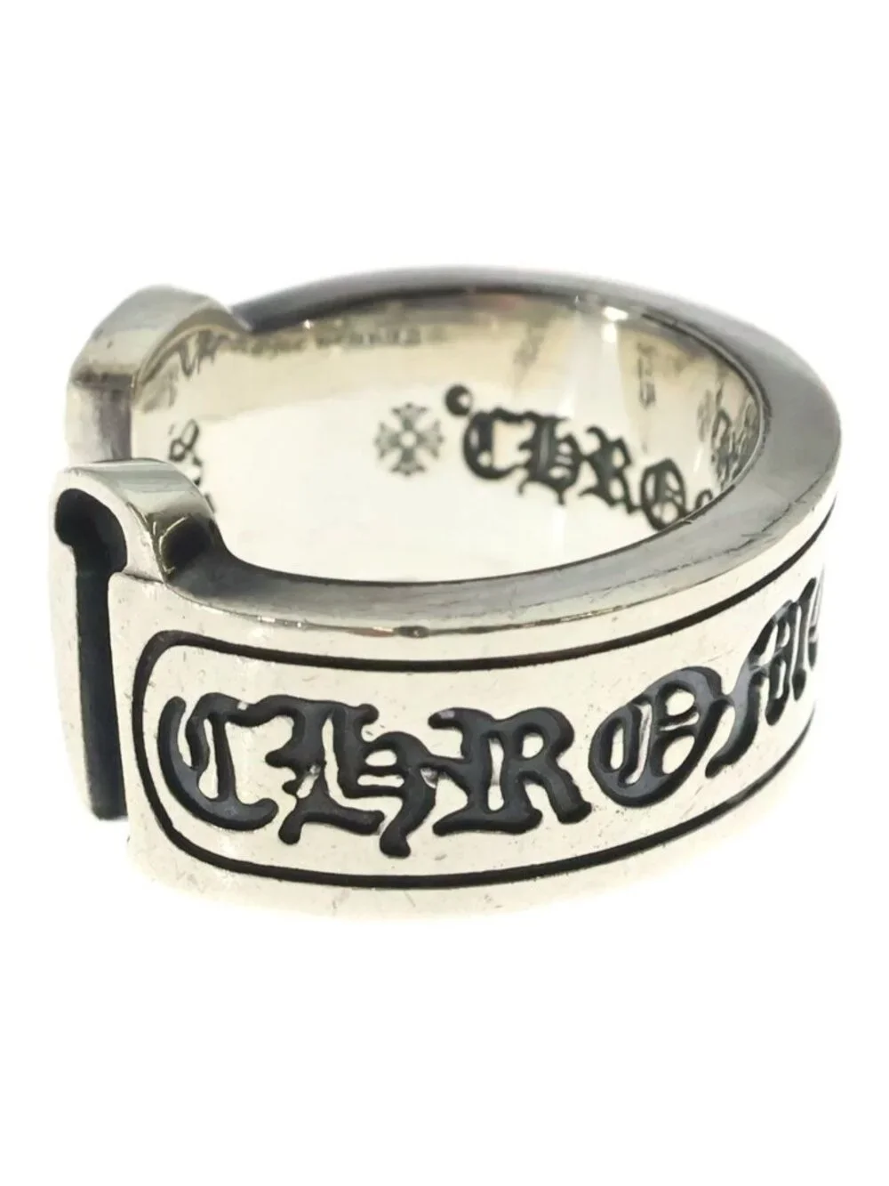 Chrome Hearts LG Scroll Label Large Ring Silver